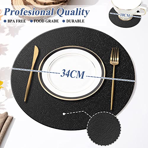 YUNJUER 6 Round Silicone Place Mats(34cm) and 6 Coasters(10cm) Set, Heat-Resistant 450 °F Place mats, Non-Slip and Washable - Image 2