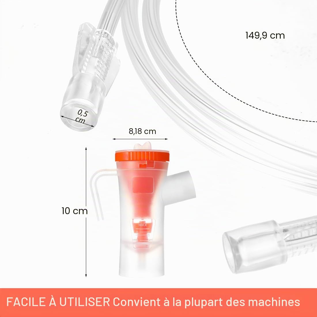 Accessoire pour inhalateur adulte Nébuliseur Tuyau d'air Embout buccal Filtre Kit nébuliseur universel avec masque
