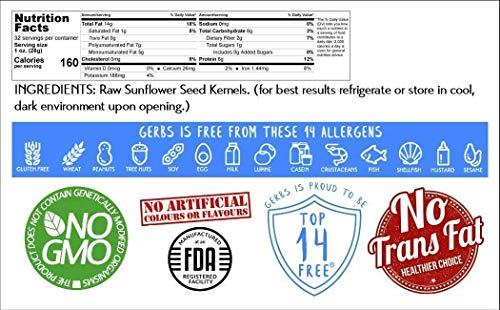 Gerbs Raw Hulled Pumpkin Seed Kernels, Sunflower Seed Kernels Bundle, 32 Ounce Bags, Top 14 Food Allergen Free, Non Gmo, Vegan, Keto, Paleo Friendly #TOP6