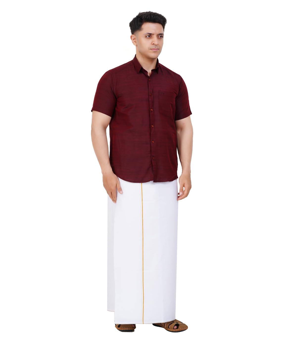 Men's Traditional Half Sleeve Shirt and Dhoti Set for Men | Ethnic Half Hand Shirt and Dhoti Set for Men-picture-40