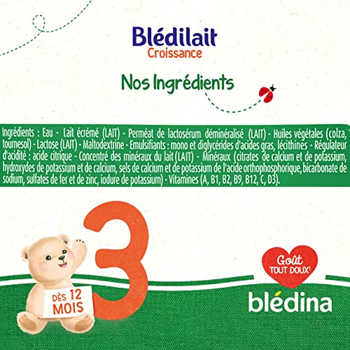 Blédina - Blédilait - Lait Croissance 3ème âge - Lait Liquide pour bébé - De 1 à 3 ans - 4x500mL – Image 3