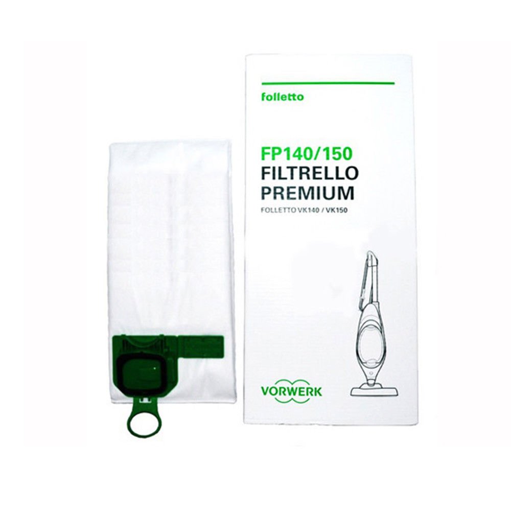 Vorwerk Folletto 6 FP 150-150 Filtrello Premium Vakuumbeutel für Folletto VK 140/150, 6 Stück, Weiß, Papier, Staubsaugerbeutel