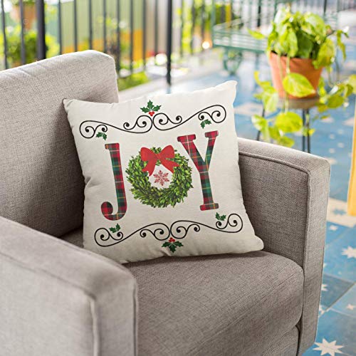 Conjunto de 4 fronhas de decoração de natal xadrez Kithomer Buffalo para decoração de casa de fazend