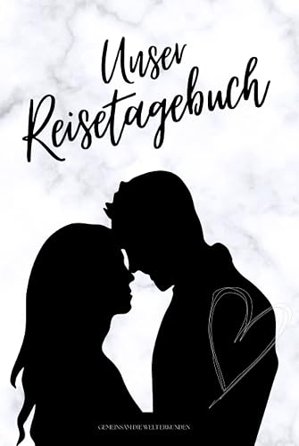 UNSER REISETAGEBUCH - Gemeinsam die Welt erkunden: Reisetagebuch für Paare zum Ausfüllen | Reisejournal zum Selberschreiben | Mit Platz zum Einkleben ... | Hardcover ca. Din A5 | Cover 1 Marmor weiß