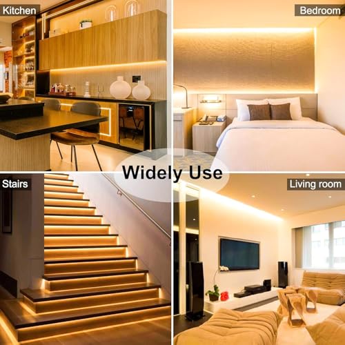 Image of COB LED Strip, Warm White LED Strip Lights 16.4ft, 3000K COB LED Light Dimmable LED Strip, CRI92+, 8mm Width, 24V Flexible COB LED Tape Light for TV, Bedroom, Kitchen Cabinet, Closet, Home.