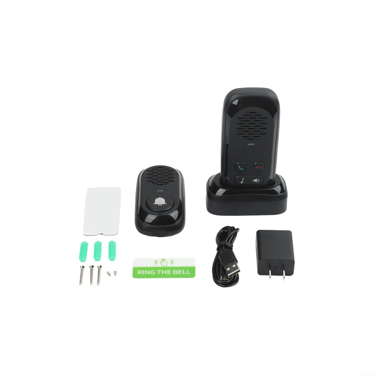 FACAIIO Timbres de intercomunicación inalámbricos, Intercomunicador de voz impermeable Timbre al aire libre inteligente para el hogar Hotel Oficina (negro)