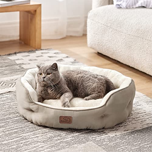 Bedsure Dog Beds for Small Dogs - Round Medium Cat Beds for Indoor Cats, Washable Pet Bed for Puppy and Kitten with Slip-Resistant Bottom, 25 Inches, Taupe - Image 3
