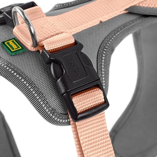 Hunter Hundegeschirr NEOPREN, Farbe: pfirsich/grau, strapazierfähiges Nylon, mit weichem Neopren gepolstert, reflektierendes 3M Scotchlite Reflective Material, pflegeleicht, komfortabel, Größe: M/1