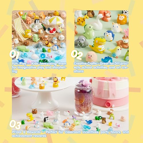 Image of JOYIN 50 Pcs Mini Resin Animals Figures, Mix Resin Animals Figurines for Fairy Garden Accessories, Dollhouse Decorations, Slime Charms for Crafts, DIY Miniature Scenes, Birthday School Party Favors