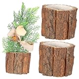 BESTOYARD 3Stücke Holzrinde Blumenbehälter Langlebige Pflanzgefäße für Sukkulenten Dekorative Holzlog Töpfe für Innen und Außen für Hochzeiten und Tischdekoration