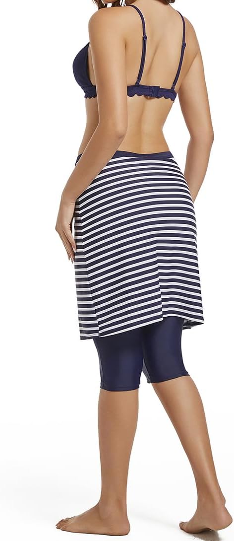 Micosuza Womens Skirted Swim Capris Sun Protective UPF 50+ Swimming Tight with Attached Skirt Sport Leggings - Image 3