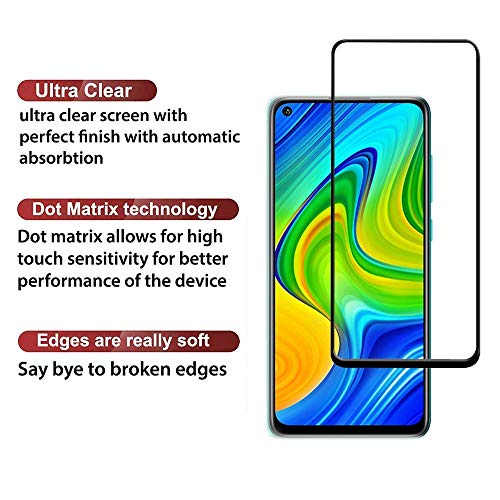 Image of SENBUN Tempered Glass Screen Protector Compatible for Redmi Note 9 with Edge to Edge Coverage and Easy Installation Kit, Pack of 1, Black