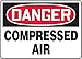 Accuform MCPG018VS Adhesive Vinyl Safety Sign, Legend"Danger Compressed AIR", 7" Length x 10" Width x 0.004" Thickness, Red/Black on White