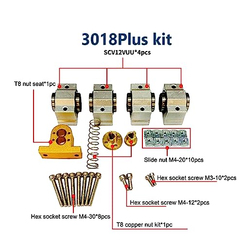 Kit axe X CNC 3018plus en aluminium rigide avec bloc SCS12VUU