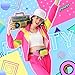 VillbeCoser Women's 80s 90s Outfits Tracksuit Costume Accessories Set, Color Block Windbreaker Jacket(PinkYellow M)
