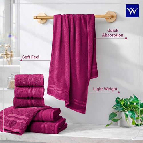 Image of Welspun 100% Cotton Quick Dry Bath Towel | High Absorbency Super Soft, Fast Drying Towels for Bath | 380 GSM Large Size Bath Towel for Men and Women | 70cm X 150cm - Dark Pink