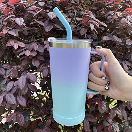 Pizkiru 20 Oz Vacuum Insulated Coffee Cup With Ceramic Coating Inside,No Metallic Taste,Leak Proof,Stainless Steel Thermal Mug, Travel Coffee Tumbler With Handle, Lid And Straw,Dishwasher Safe, #TOP7