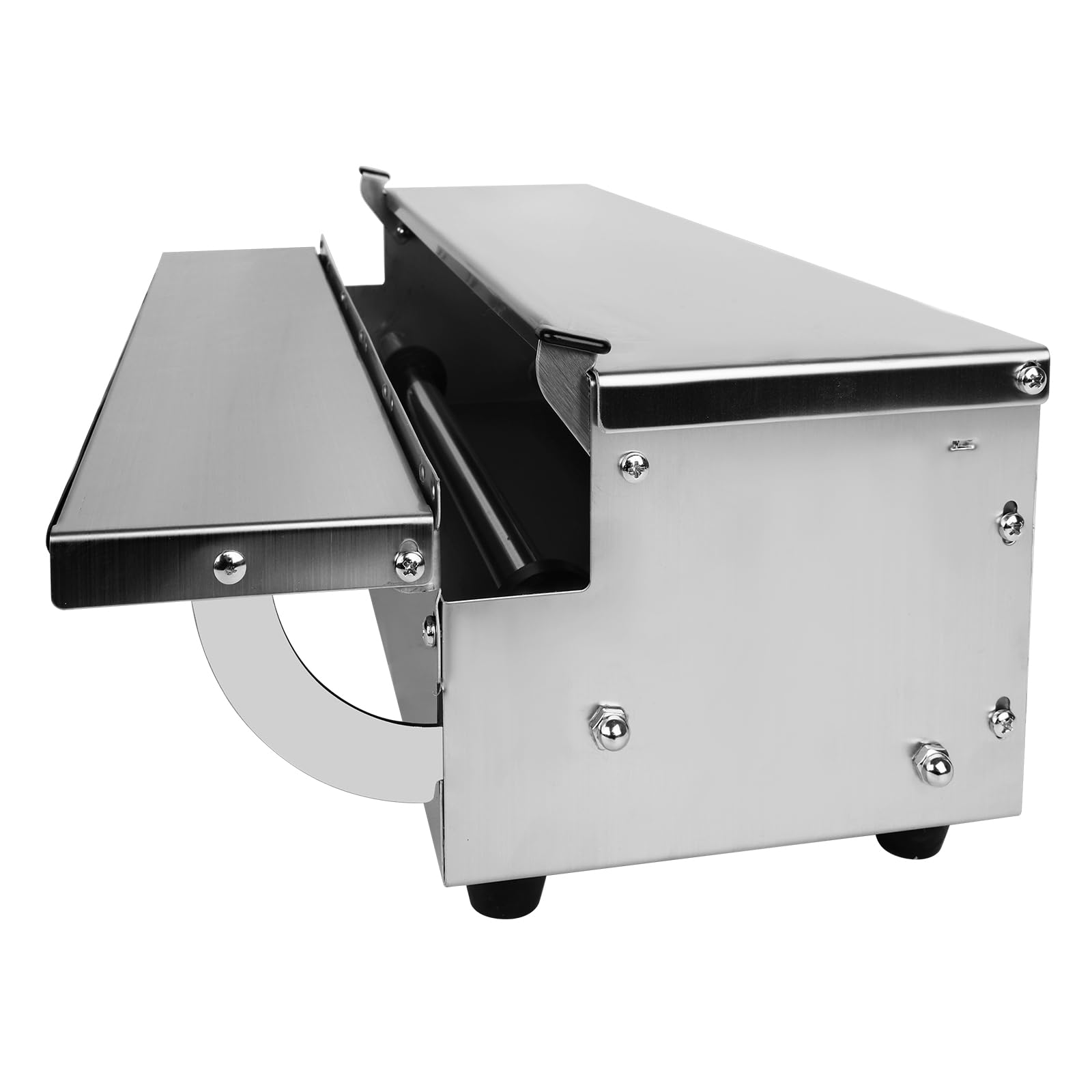 Edelstahl Folienspender für Frischhaltefolie & Alufolie, 45cm Frischhaltefolienspender, Plastic Wrap Dispenser mit Cutter, Hygienisch Staubdicht, Faltbar mit 2 Ersatzklingen