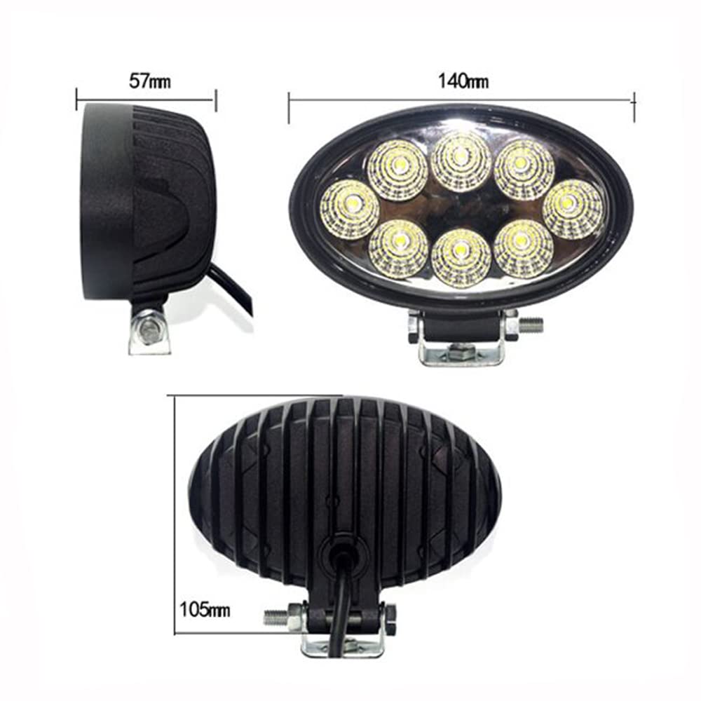 6 faros LED de 24 W para motocicleta, 12 V, LED, color blanco, ovalados, para excavadora de bicicleta
