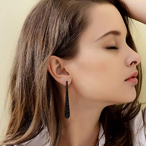 BriLove Wedding Bridal Elegant Crystal Beaded Teardrop Long Dangle Earrings for Women4