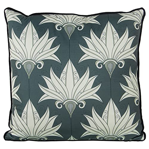 Coussin carré en velours 45x45 fleurs vertes fermeture éclair - 2