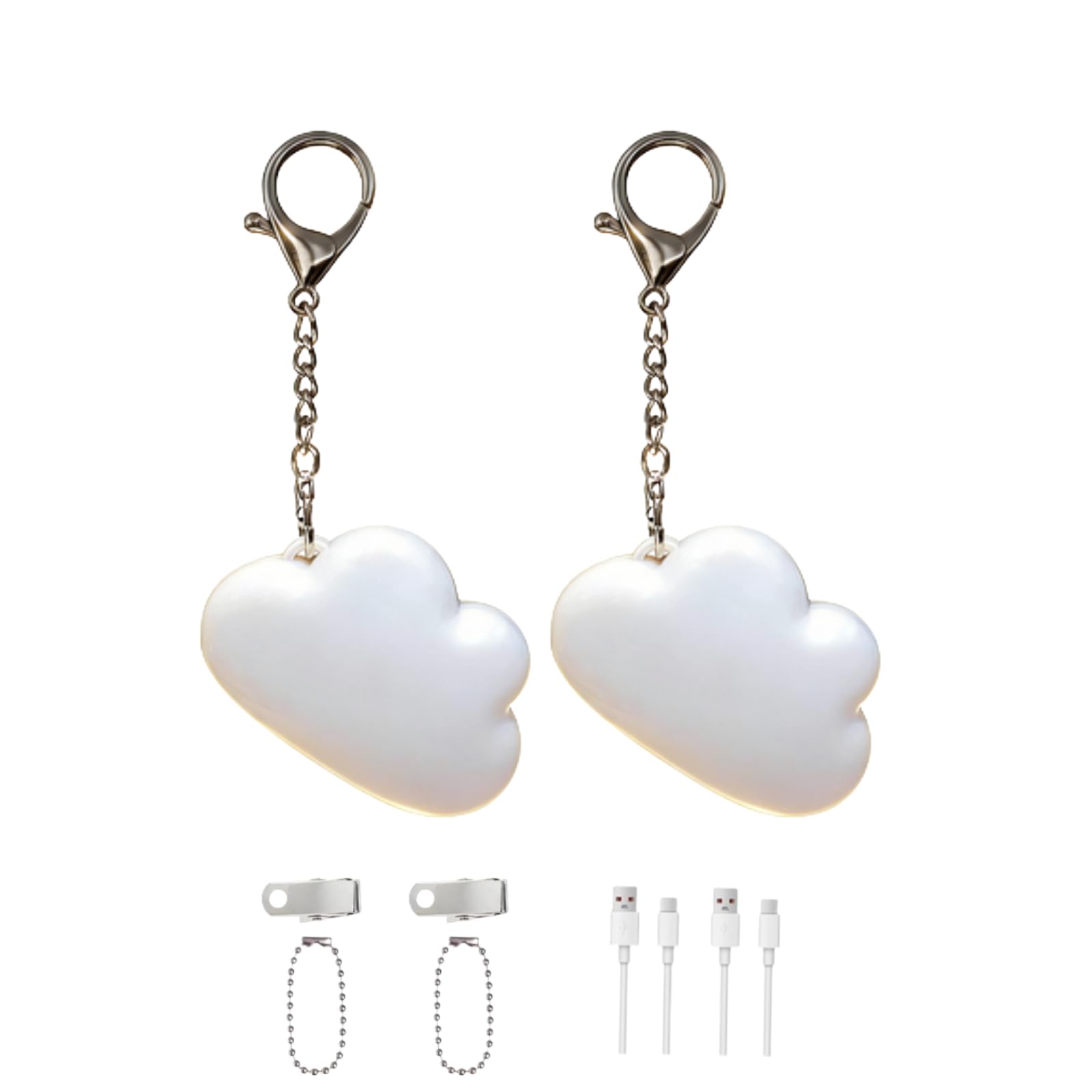 Hi-Y2Kgirls 4Pcs Purse Glow Heart Light, Love Keychain Handbag Light with LED Automatic Sensor and Motion Activation, Rechargeable Heart Shaped Purse Lamp for Women Girls Mother Friends (2PCS-Cloud)