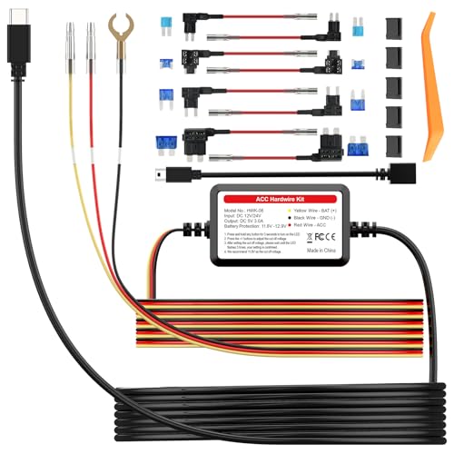 Image of PRUVEEO Smart Acc Hardwire Kit, 12V- 30V to 5V 2A /3A, Intelligent and Adjustable Low Voltage Protection for Dash Cam, HWK-08