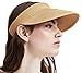 Women Straw Sun Visor Hat Wide Brim Foldable Summer UV Protection Beach Cap Packale Hats (Khaki)