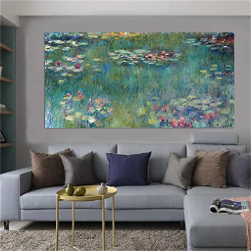 Claude Monet eau lotus fleurs toile peinture impressionniste pour décoration murale de maison 50x100
