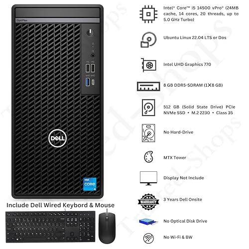 Image of Dell Optiplex 7020 mini Tower core i5 14th 8gb 512ssd Ubuntu 3 Years