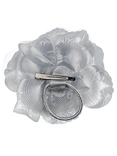 Image of Women's Multifunction Rose Flower Sheer Petal Brooch Pin Hair Tie Clip