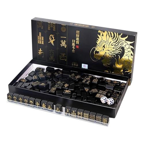 Mahjong juego de estrategia compacto negro de 2 cm con almacenamiento