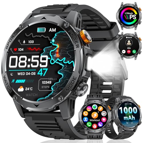 La Mejor Lista de reloj inteligente android los más recomendados. 47 SIEMORL Smartwatch Hombre 1.75' HD, Llamadas Bluetooth, Monitor de Ritmo Cardíaco y Sueño,Reloj Deportivo IP68 Impermeable,100+ Deportes,Compatible con iPhone y Android, 3...