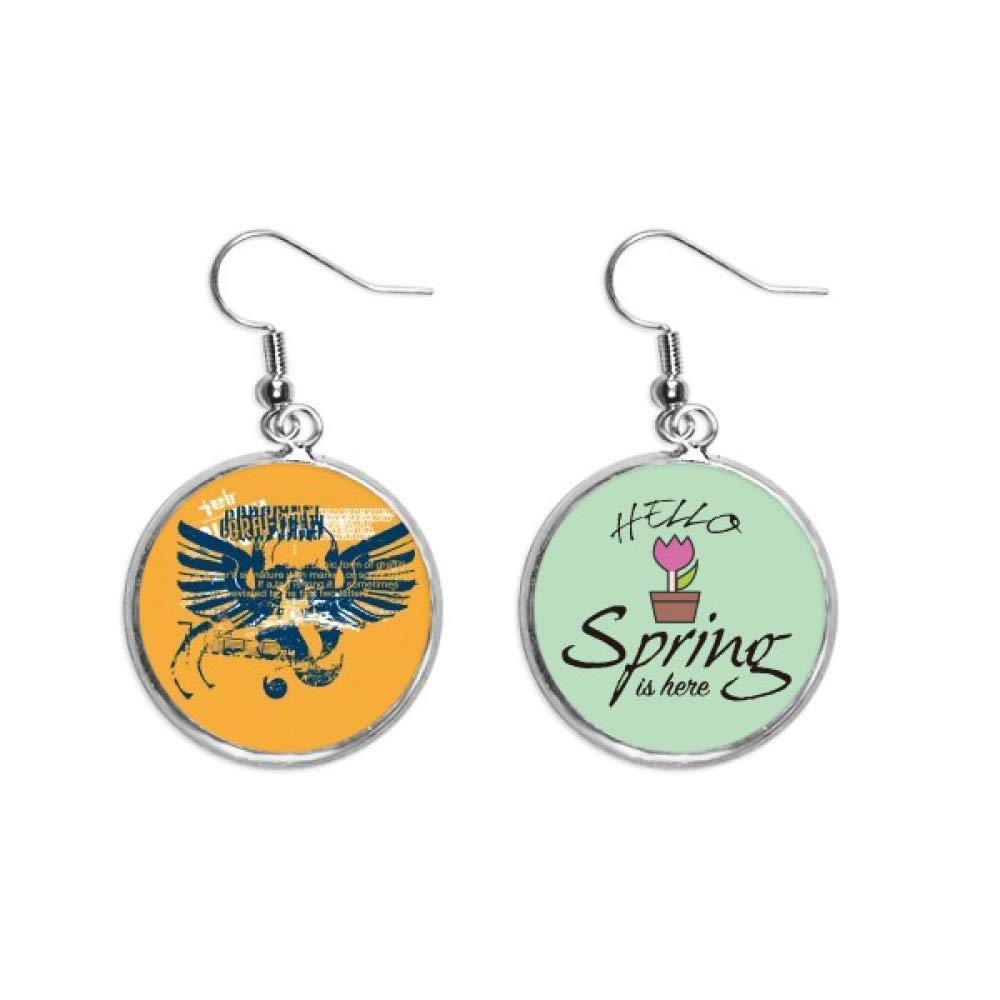 Pendientes de calavera azul y naranja con alas estilo graffiti para moda callejera de primavera 5