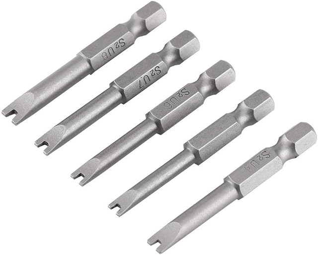 Screwdriver Bits, 5 Pcs S2 Alloy Steel 50mm Length 1/4" Hex Shank U-Shaped Magnatic Screwdriver Bits Set
