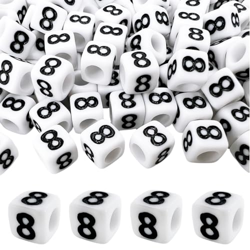 MIIIM 200 Pcs Serif Number 8 Beads for Bracelets,...