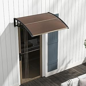 Tangkula 2 Pack 40" x 48" Window Awning, Modern Polycarbonate Overhead Door Awning with Hollow Sheet for Rain Snow Sunlight Protection, UPF 50+ Awnings for Patio, Door, Deck, Porch Tangkula 2 Pack 40 x 48 Window Awning Modern Polycarbonate Overhead Door Awning with Hollow Sheet for Rain Snow Sunlight Protection UPF 50 Awnings for Patio Door Deck Porch