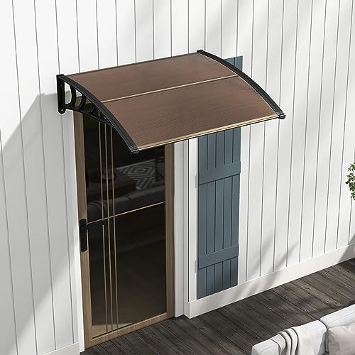 Tangkula-2-Pack-40-x-48-Window-Awning-Modern-Polycarbonate-Overhead-Door-Awning-with-Hollow-Sheet-for-Rain-Snow-Sunlight-Protection-UPF-50-Awnings-for-Patio-Door-Deck-Porch Tangkula 2 Pack 40 x 48 Window Awning Modern Polycarbonate Overhead Door Awning with Hollow Sheet for Rain Snow Sunlight Protection UPF 50 Awnings for Patio Door Deck Porch