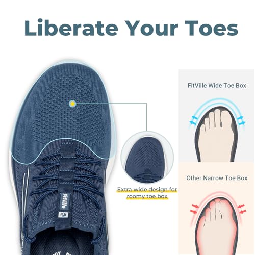 Image of FitVille Men's Wide Walking Shoes Athletic Sneakers Lightweight Workout Slip-on Shoes for Flat Feet - Cloud Strider V1