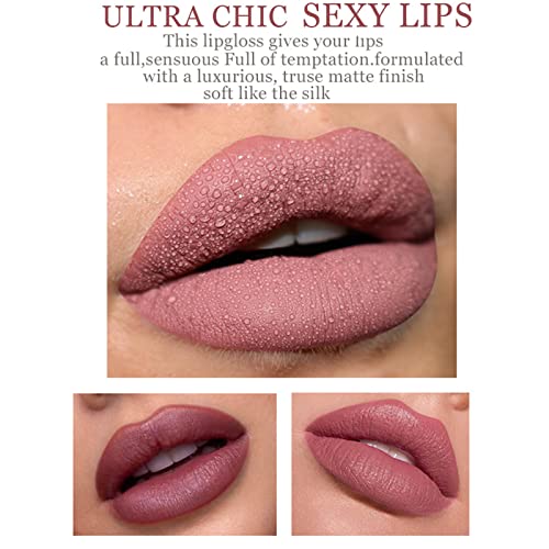 6 Colors Matte Lipstick Makeup Set, Velvety Long Lasting High Pigmented Nude Waterproof Lipgloss Kit Girls Women Make Up Gift Set, 24 Hour Long Lasting Waterproof Dark Red Matte Matt Lipsticks (#A) - Image 4