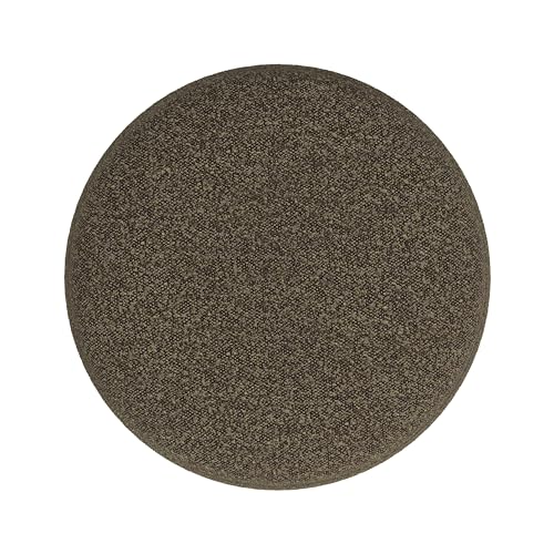 Image of HomePop 18 inch Round Ottoman - Dark Brown Boucle