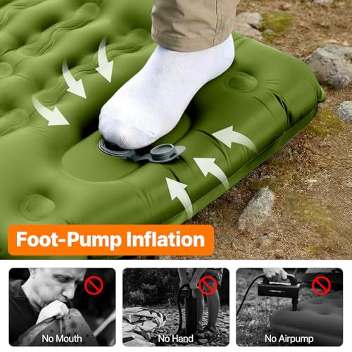 Image of OGERY Sleeping Pad, Ultralight Inflatable Sleeping Pad for Camping with Pillow Built-in Foot Pump, 6 inch Extra-Thick Reinforced Camping Mattress for Hiking, Backpacking, Tent