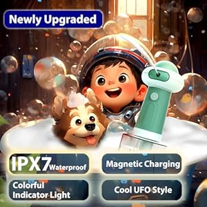 Waterproof upgrade dog bath supplies electric dog shower foam machine automatic dog soap dispenser magnetic charging shampoo frother for dogs ufo dog bubble machine for pet puppy children  green   cucciolini doodles