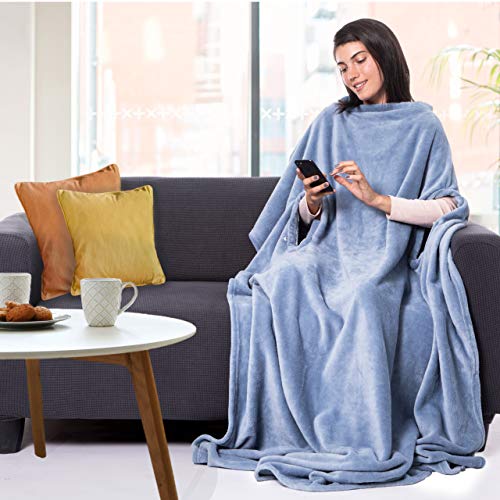 CANDY CANE Wearable Fleece Blanket with Three Holes - Super Soft, Lightweight, Cozy