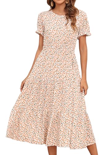 NAVINS Women Floral Print Puff Sleeve Tiered A-Line Swing Midi Dress with Pockets NA1002 (S,Beige Print) at Amazon Women's Clothing store NAVINS Women Floral Print Puff Sleeve Tiered A-Line Swing Midi Dress with Pockets NA1002 (S,Beige Print) at Amazon Women's Clothing store