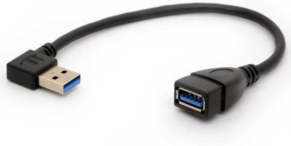 USB 3.0 Extension Cable Angle 90 Degree Adapter Type A Male to Female High Speed Connection, Super Fast 5Gbps Data Transfer Sync Charger Lead