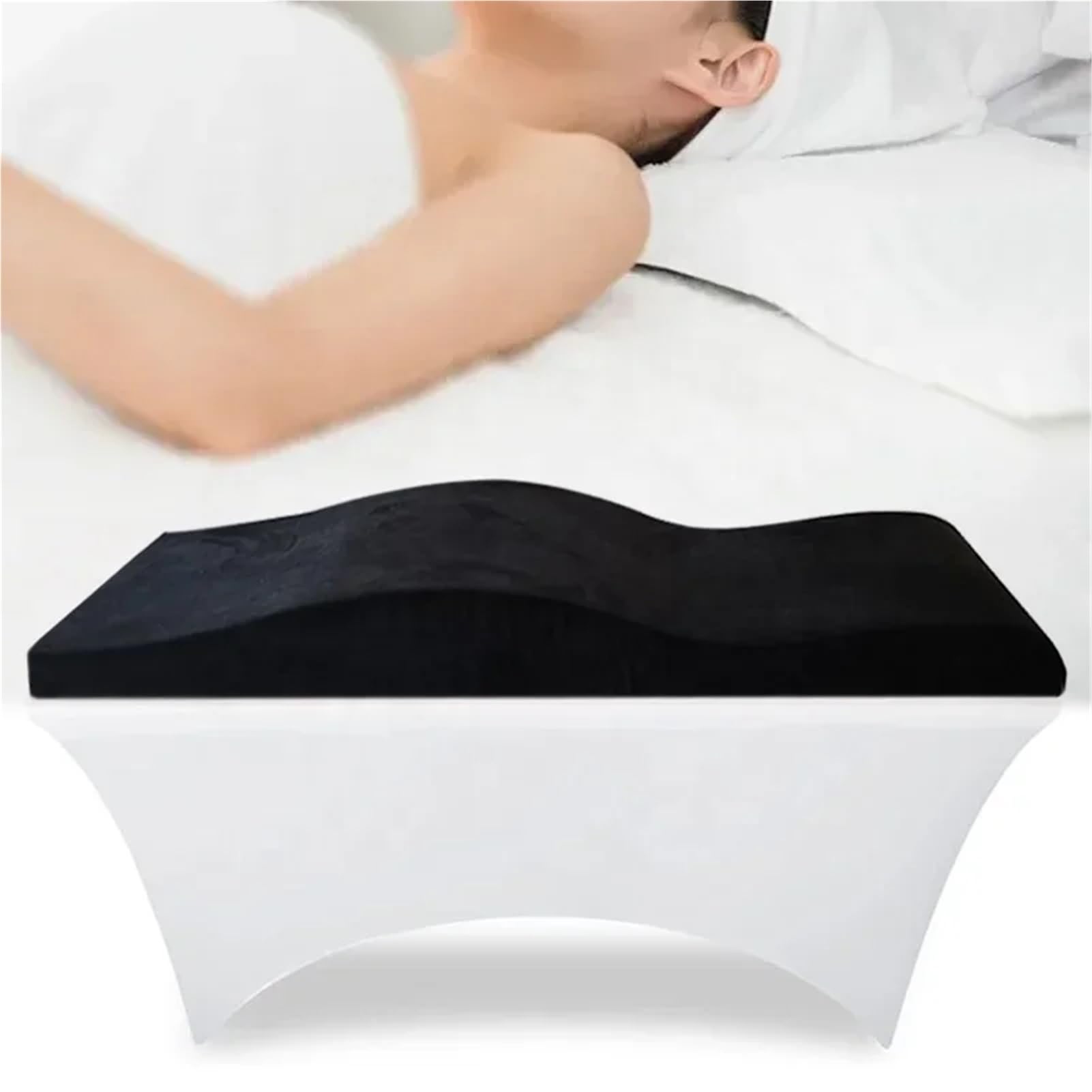 Lit cosmétique pour salon de coiffure, surmatelas en mousse à mémoire de forme, courbé pour cils, noir