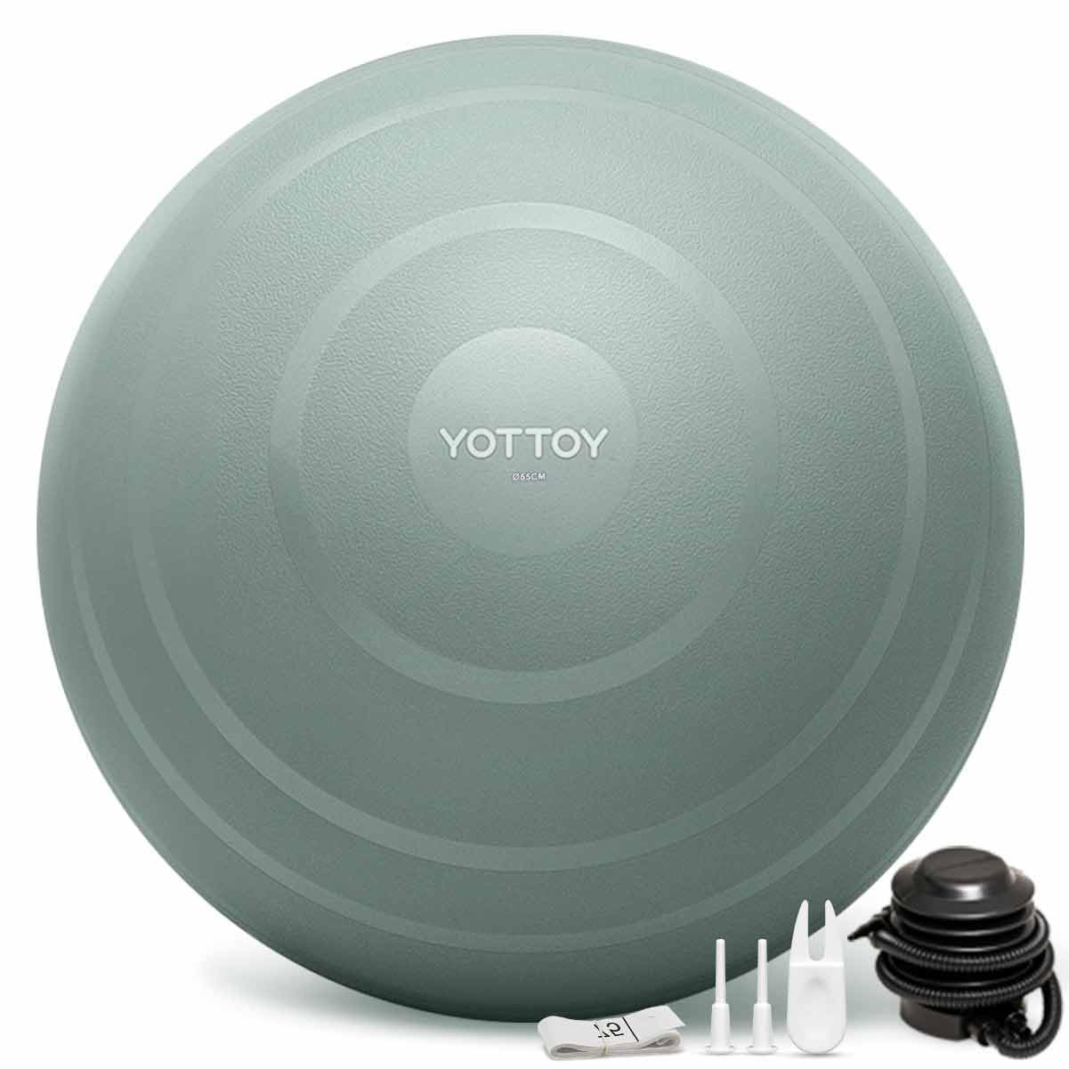 yottoy anti-burst exercise ball for working out, (green, 26in/58-65cm)