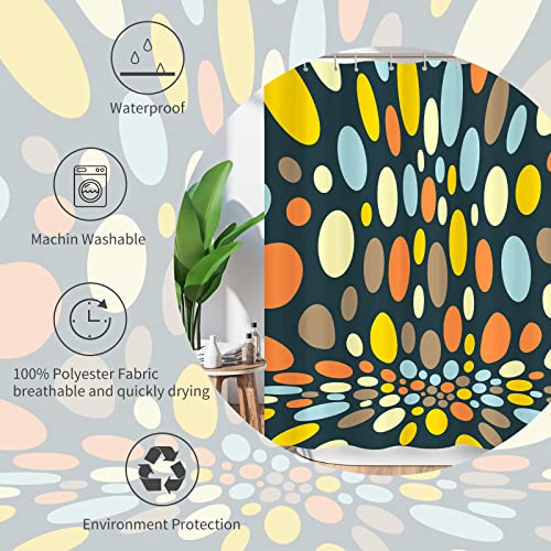 Ohshining Shower Curtain Funny Shower Curtains For Bathroom Abstract Colorful Polka Dot Fabric Bath Curtain Neon Modern Kaleidoscope Irregular Circles Boho Shower Curtain Set For Hotel 72X72,Beige #TOP6