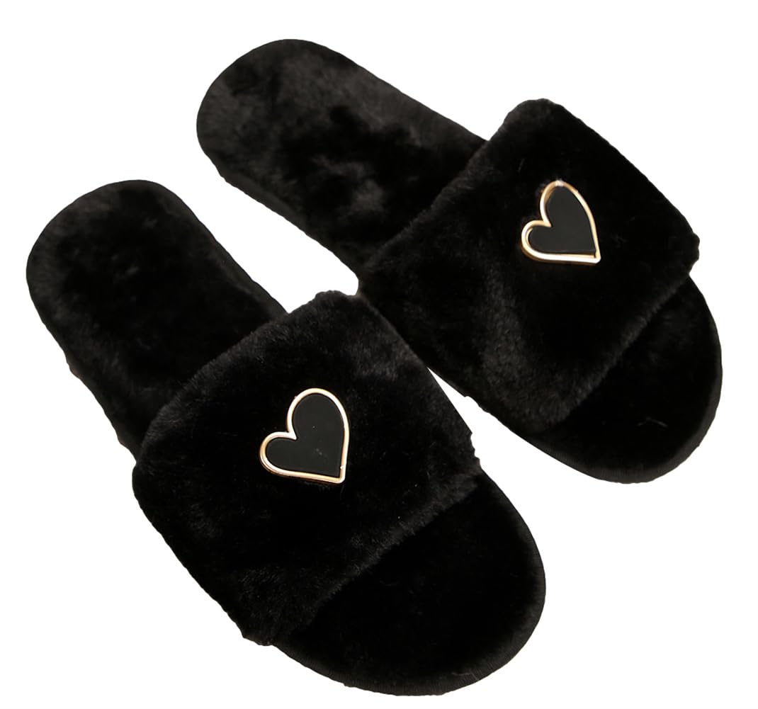 Alloy Hearts Home Slippers for Women Men Indoor Cozy Fuzzy Open Toe Bedroom Slipper